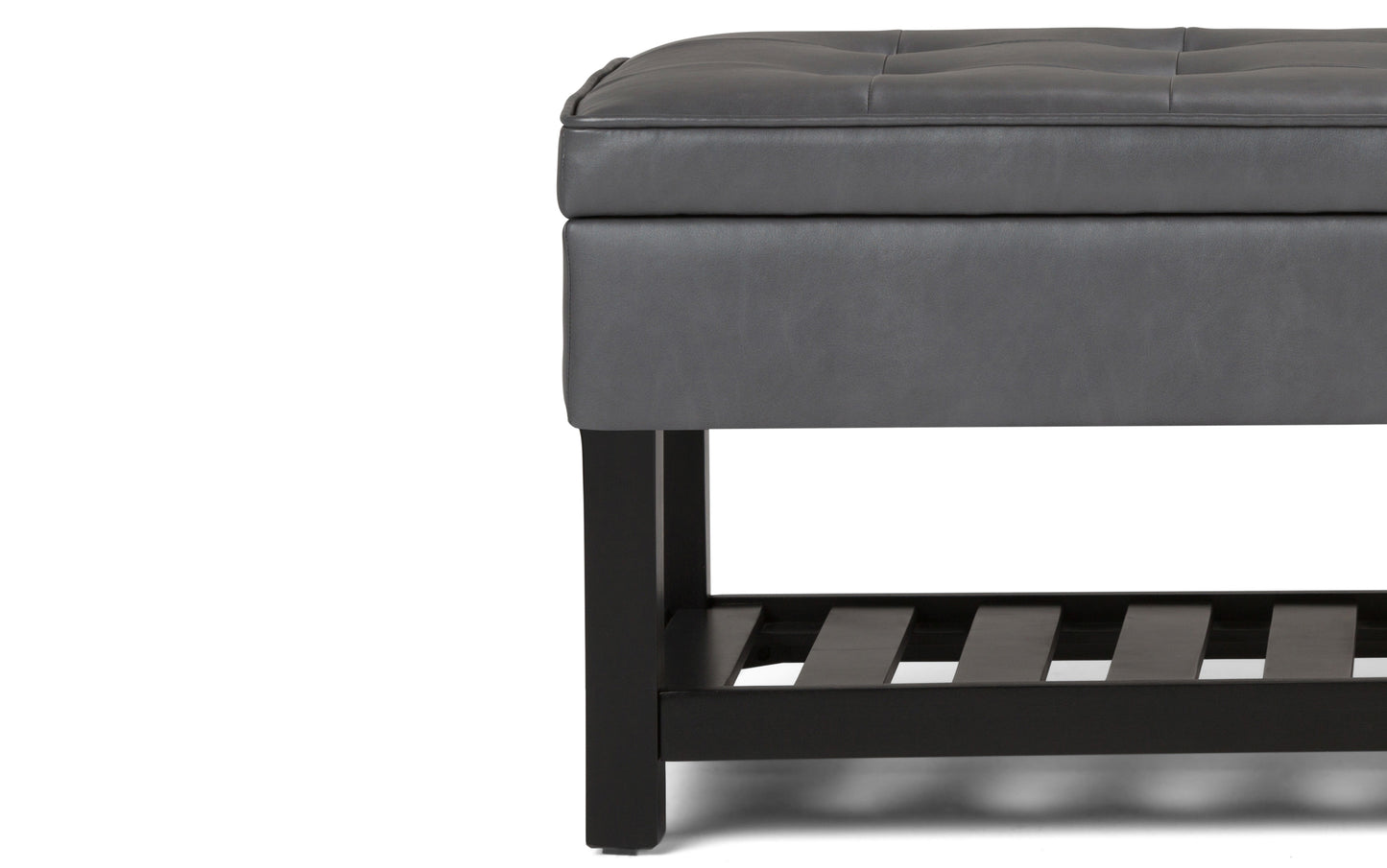 Stone Grey Vegan Leather | Cosmopolitan Entryway Storage Ottoman Bench