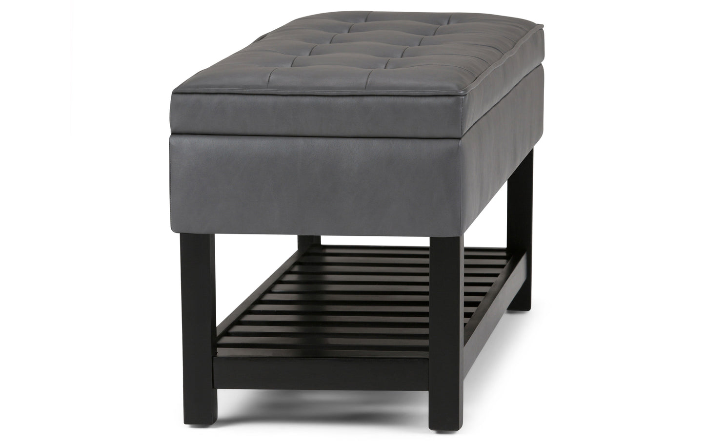 Stone Grey Vegan Leather | Cosmopolitan Entryway Storage Ottoman Bench