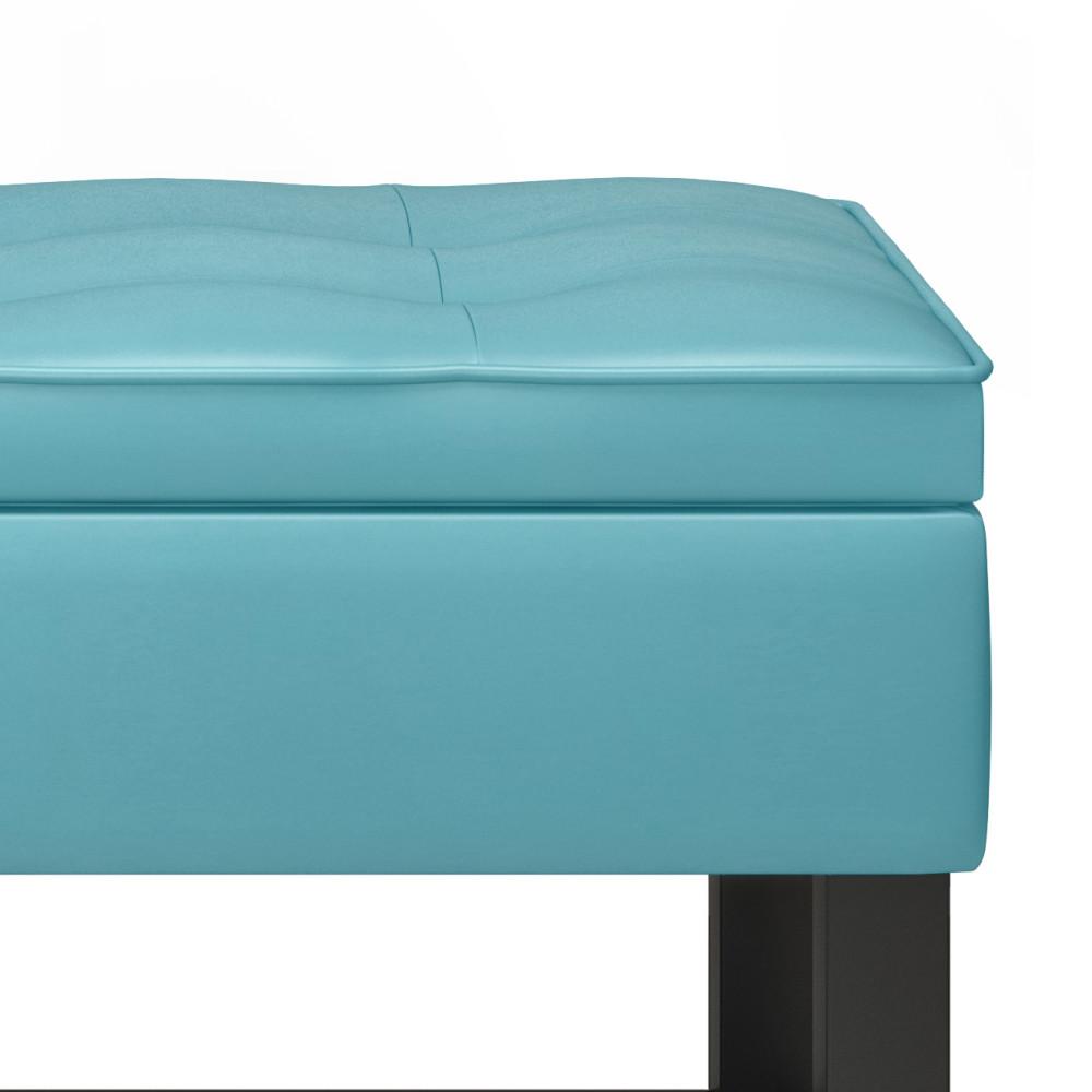 Soft Blue Vegan Leather | Cosmopolitan Entryway Storage Ottoman Bench