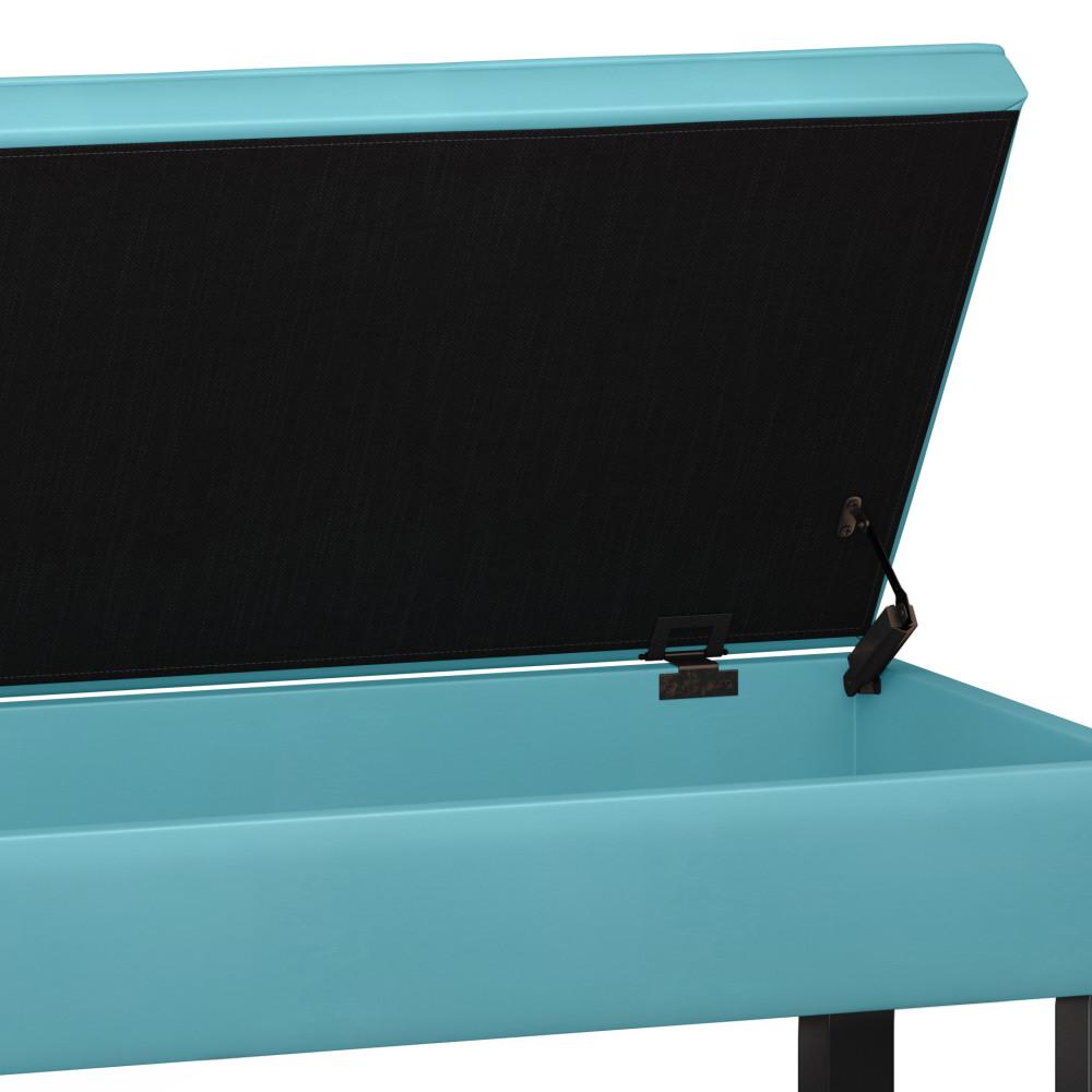 Soft Blue Vegan Leather | Cosmopolitan Entryway Storage Ottoman Bench