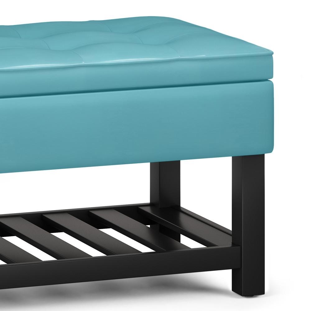 Soft Blue Vegan Leather | Cosmopolitan Entryway Storage Ottoman Bench