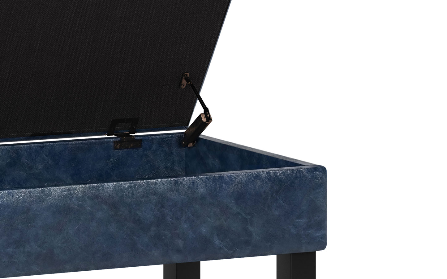 Denim Blue Vegan Leather | Cosmopolitan Entryway Storage Ottoman Bench