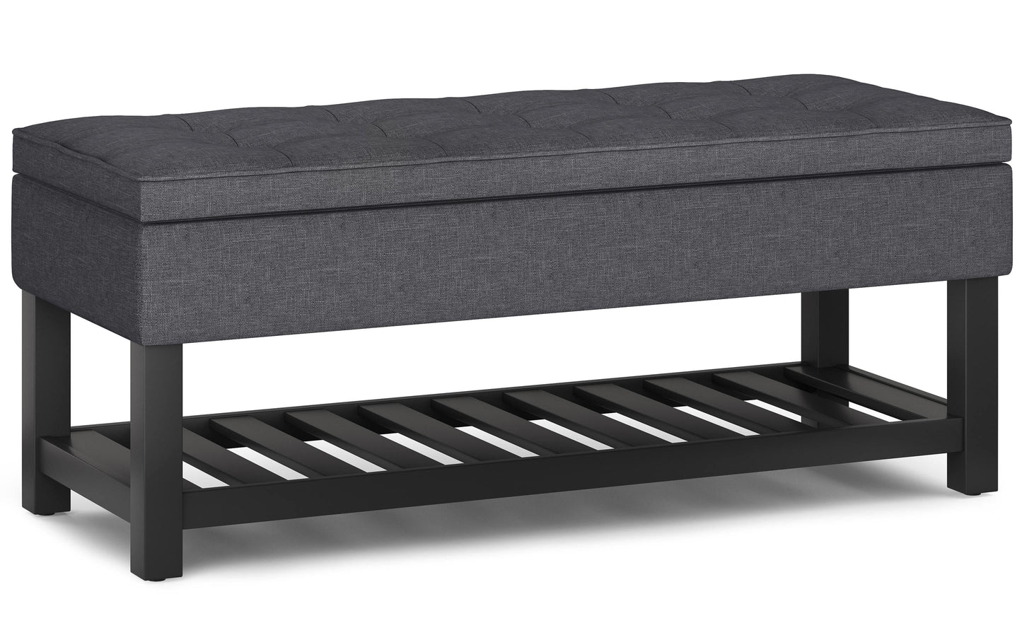 Slate Grey Linen Style Fabric | Cosmopolitan Entryway Storage Ottoman Bench