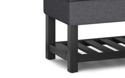 Slate Grey Linen Style Fabric | Cosmopolitan Entryway Storage Ottoman Bench