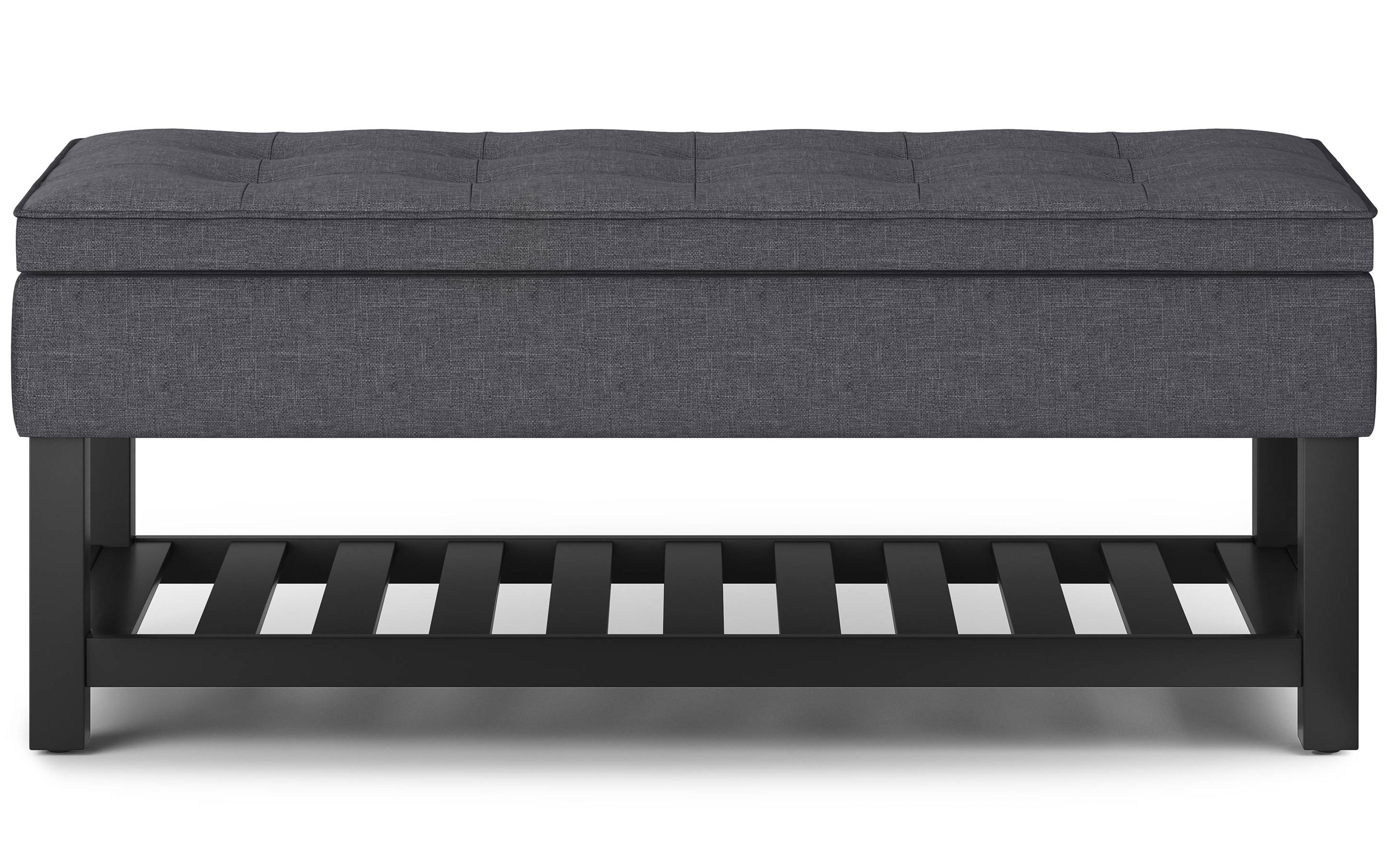 Slate Grey Linen Style Fabric | Cosmopolitan Entryway Storage Ottoman Bench