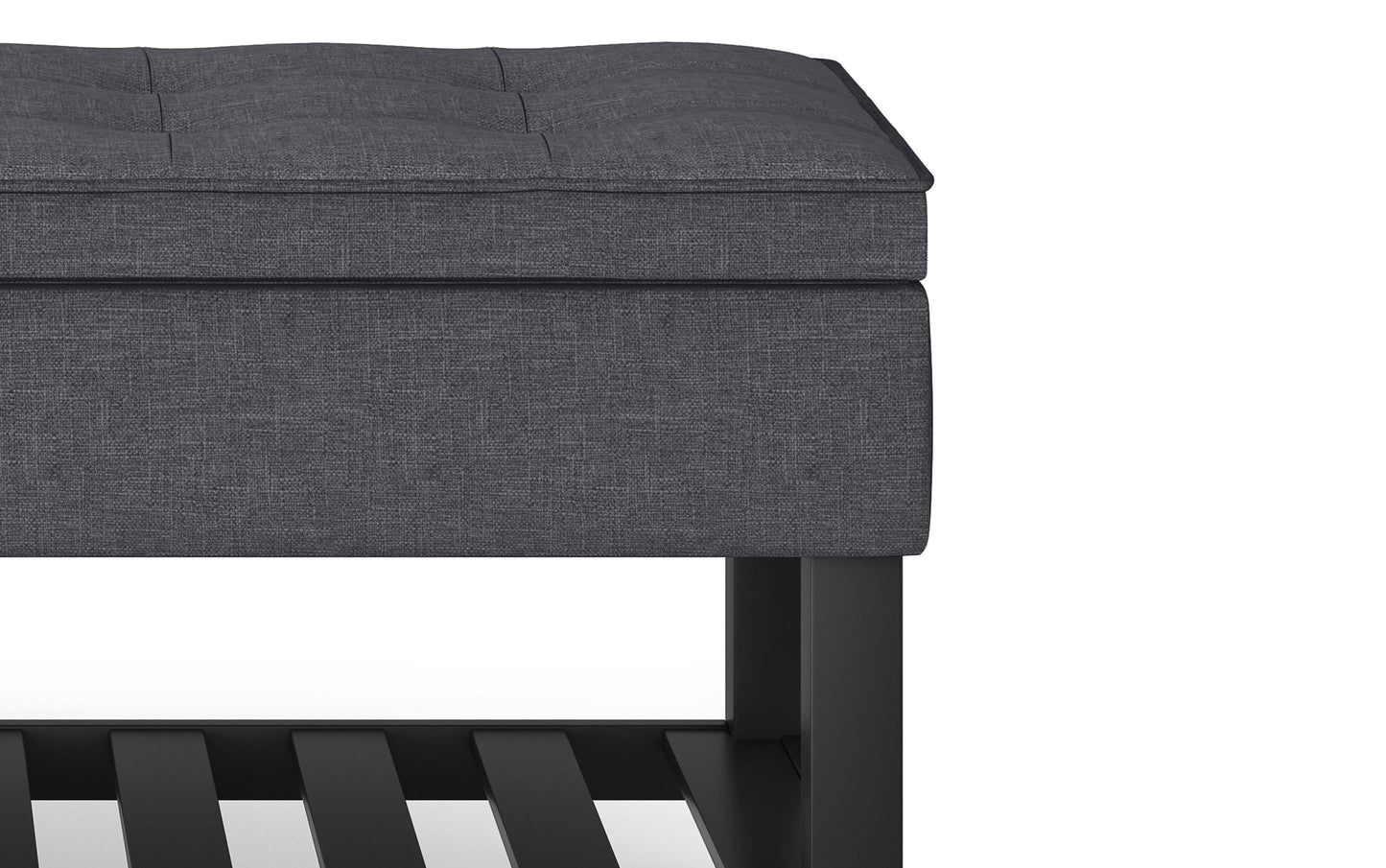 Slate Grey Linen Style Fabric | Cosmopolitan Entryway Storage Ottoman Bench