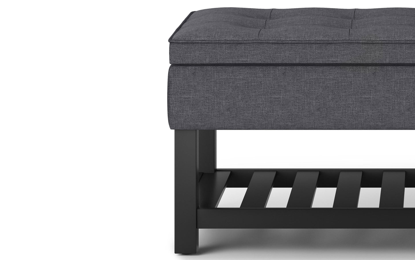 Slate Grey Linen Style Fabric | Cosmopolitan Entryway Storage Ottoman Bench