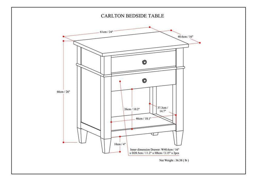 White | Carlton Bedside Table