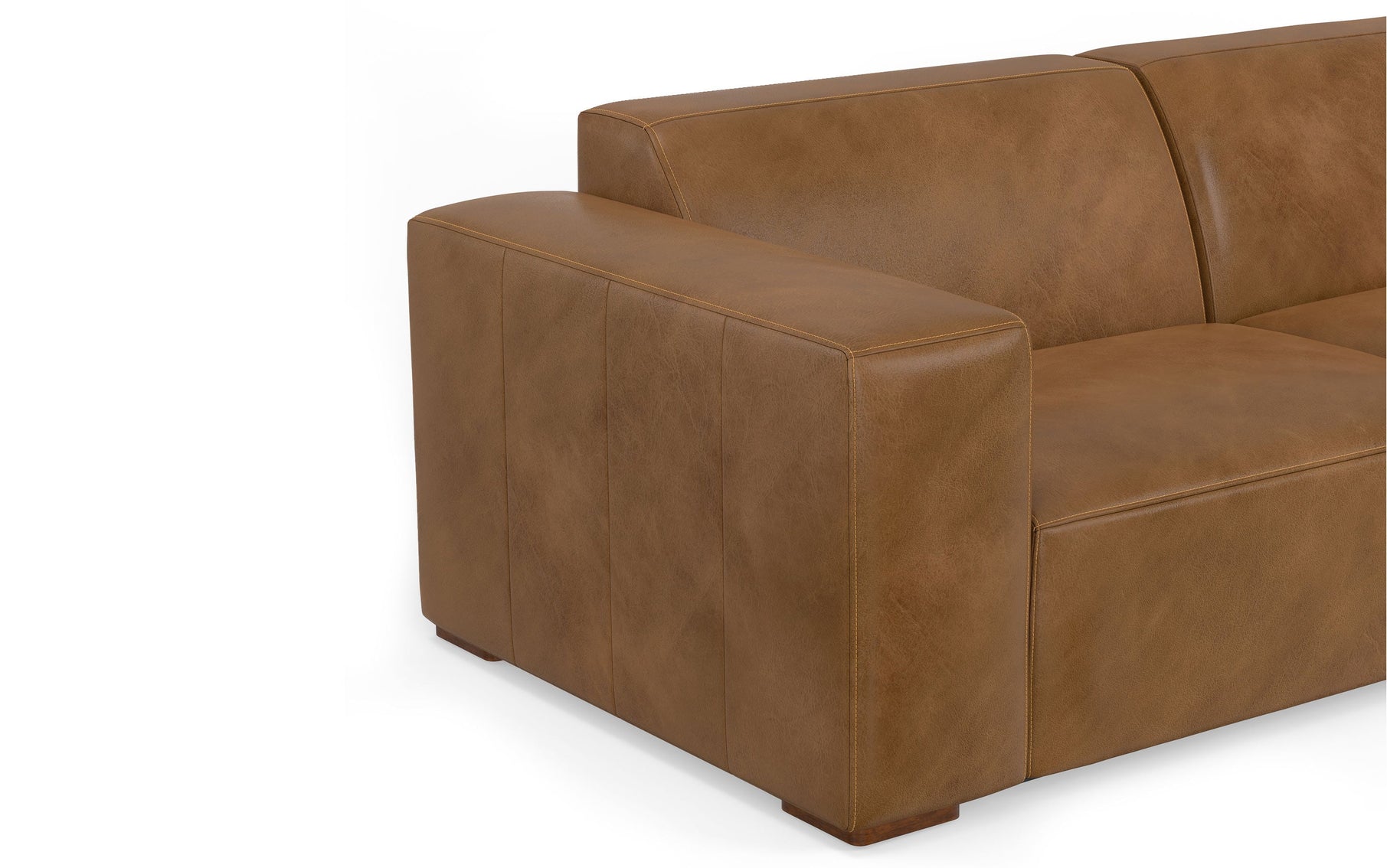 Caramel Brown Genuine Leather | Rex Corner Sectional in Genuine Leather