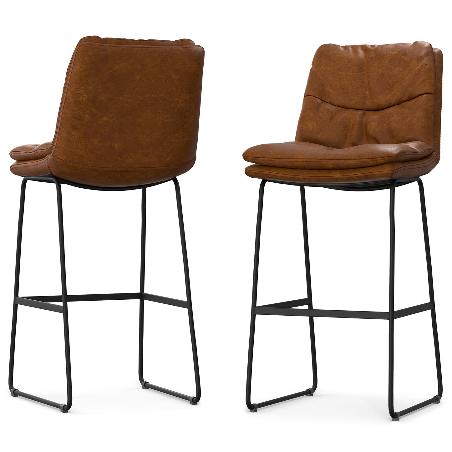 Camel Brown Vegan Faux Leather | Danika Bar Stool (Set of 2)