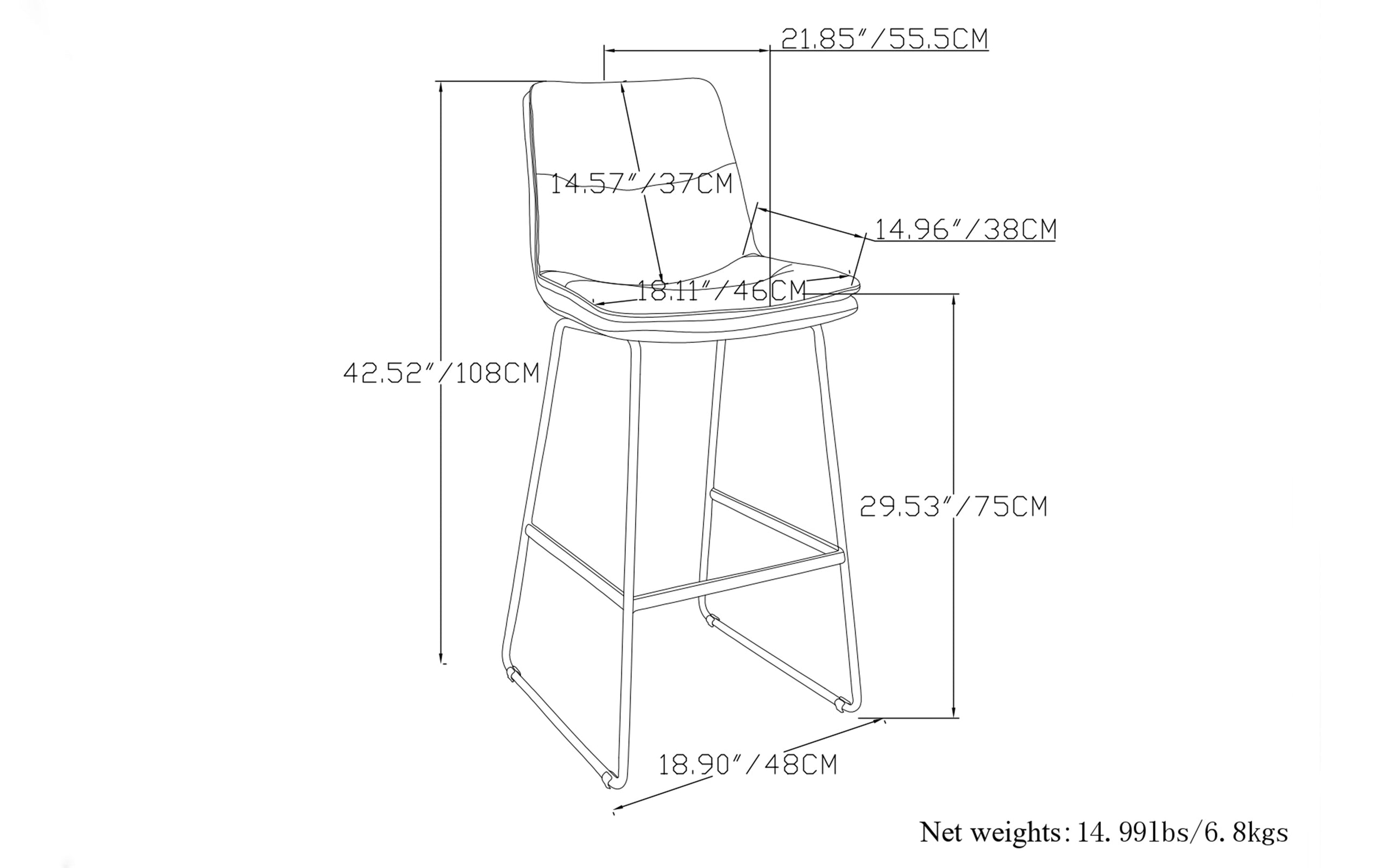 Distressed Charcoal Grey Vegan Faux Leather | Danika Bar Stool (Set of 2)