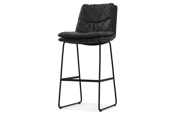 Distressed Charcoal Grey Vegan Faux Leather | Danika Bar Stool (Set of 2)