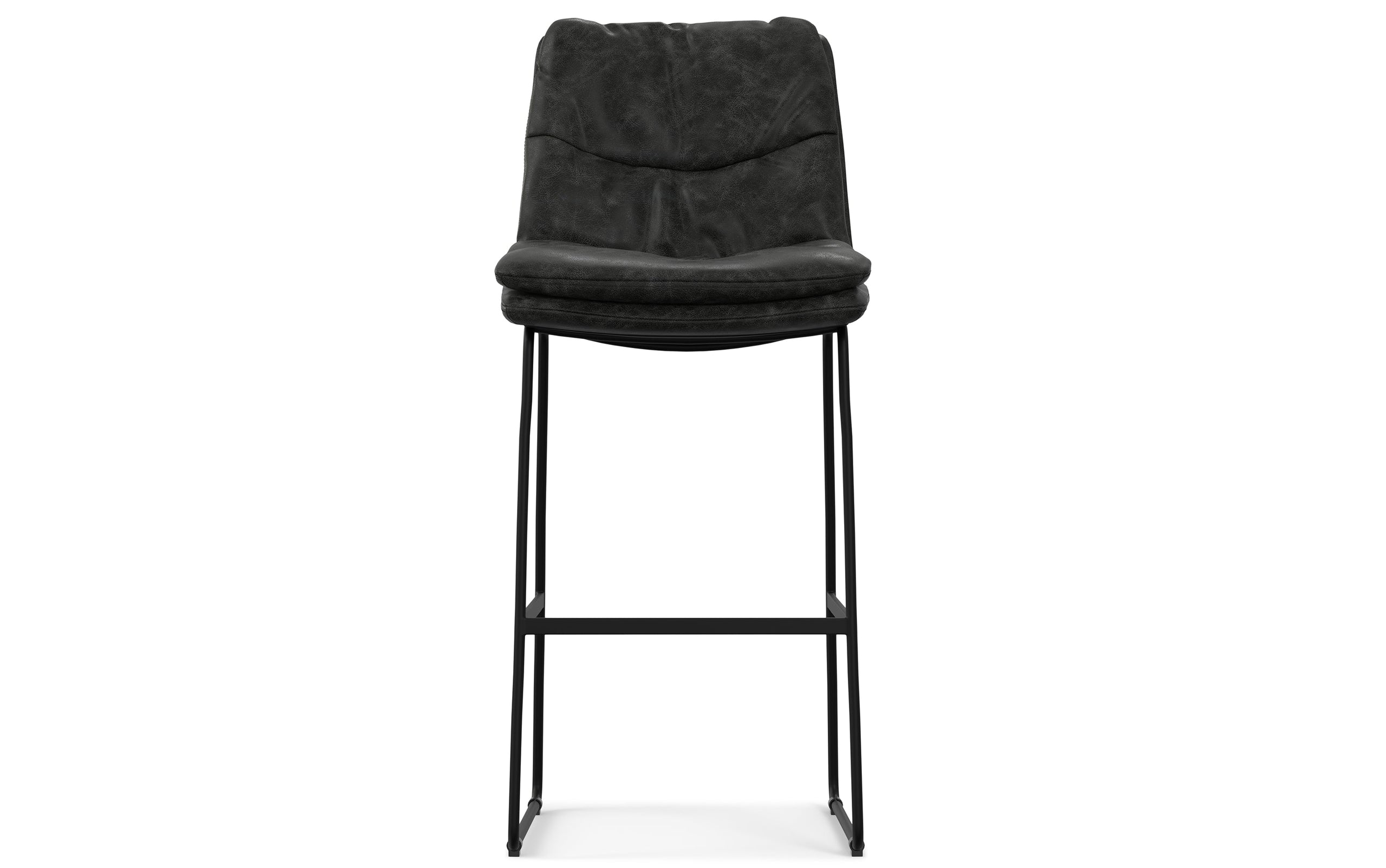 Distressed Charcoal Grey Vegan Faux Leather | Danika Bar Stool (Set of 2)