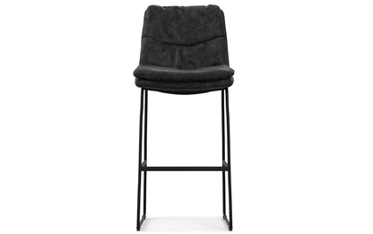 Distressed Charcoal Grey Vegan Faux Leather | Danika Bar Stool (Set of 2)