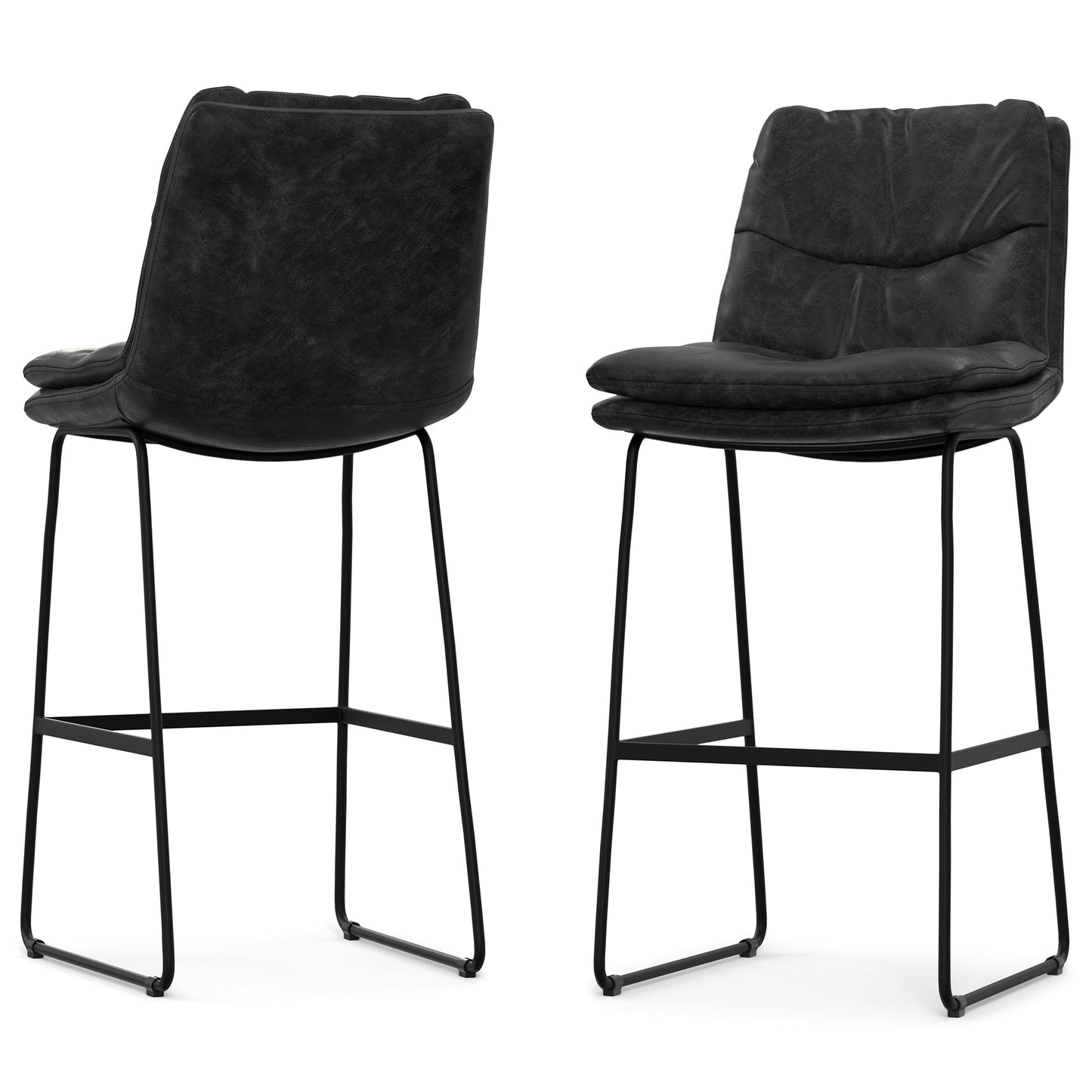 Distressed Charcoal Grey Vegan Faux Leather | Danika Bar Stool (Set of 2)