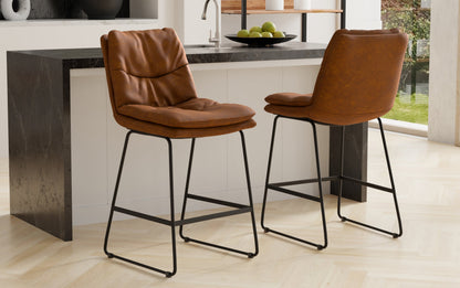 Camel Brown Vegan Leather | Danika Counter Height stool (Set of 2)