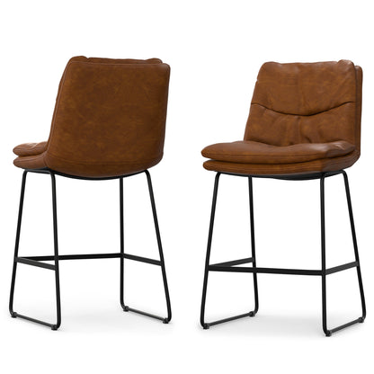 Camel Brown Vegan Leather | Danika Counter Height stool (Set of 2)