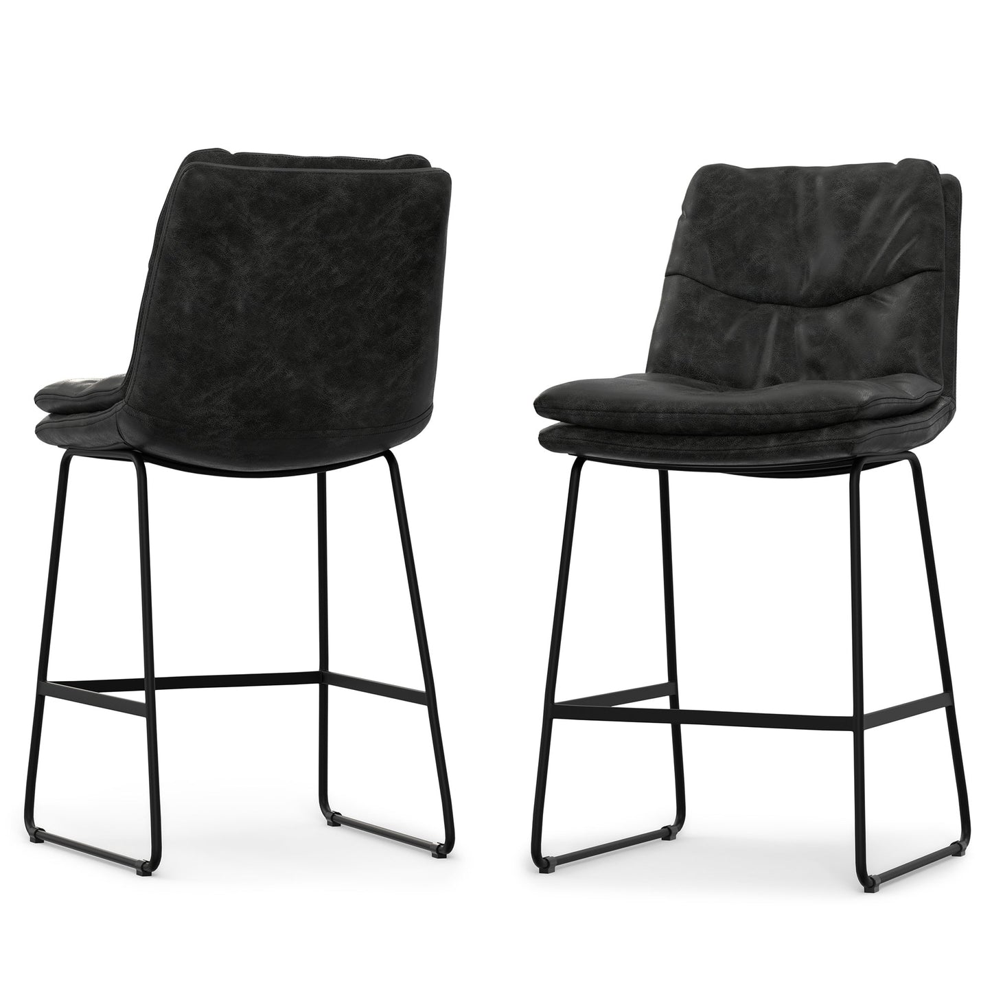 Distressed Charcoal Grey Vegan Leather | Danika Counter Height stool (Set of 2)