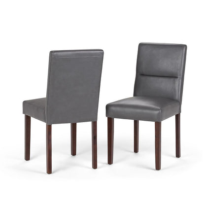 Stone Grey Vegan Leather | Ashford Pattern Vegan Leather Parson Dining Chair (Set of 2)