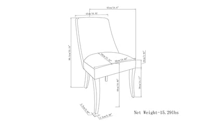 Slate Grey Linen Style Fabric | Walden Linen Style Deluxe Dining Chair (Set of 2)