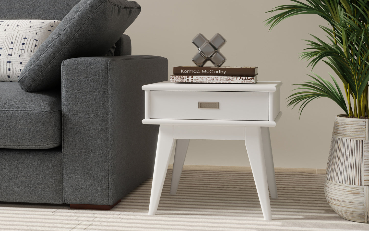 White | Draper Mid Century End Table