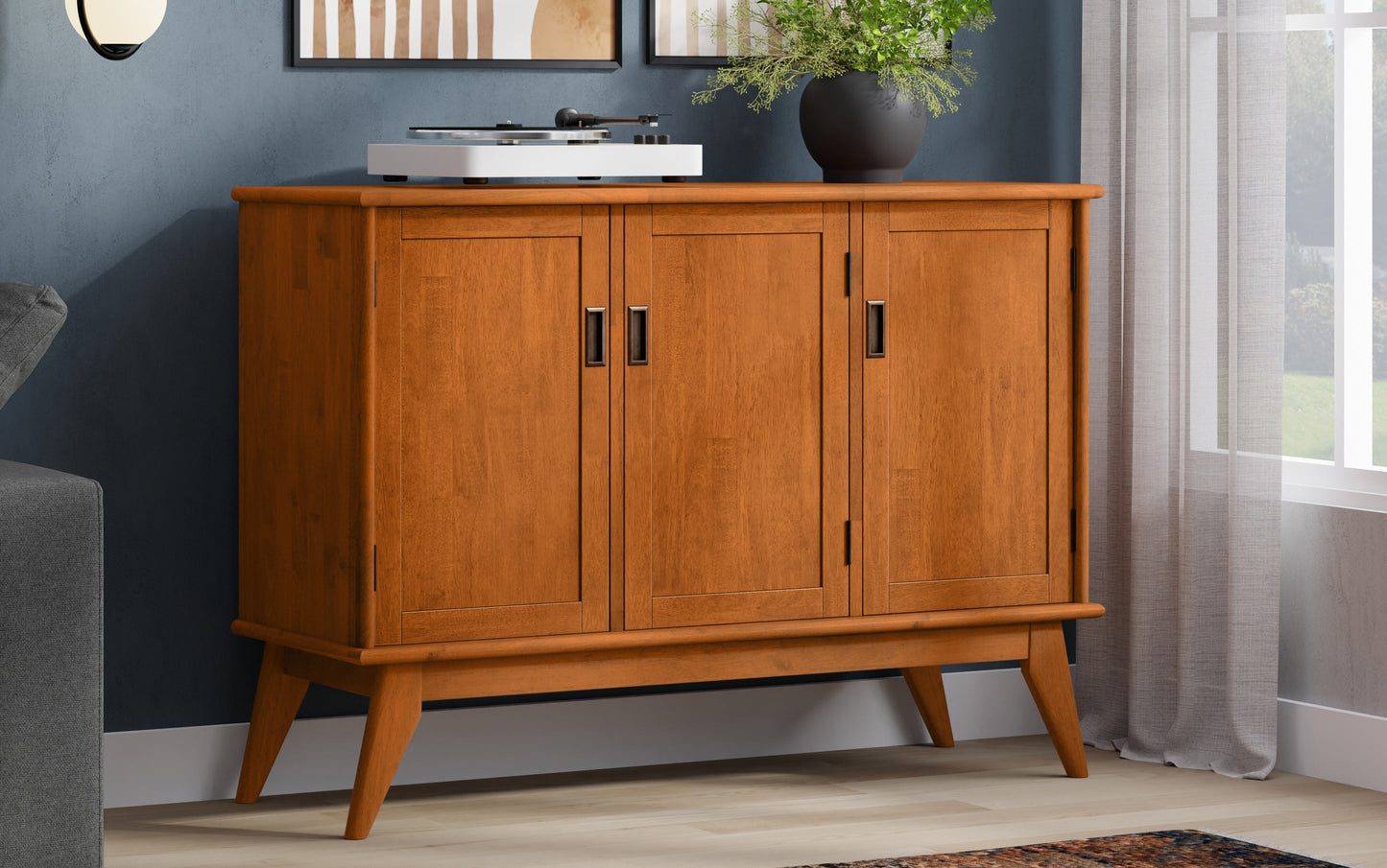 Teak Brown | Draper Mid Century 3 Door Sideboard Buffet