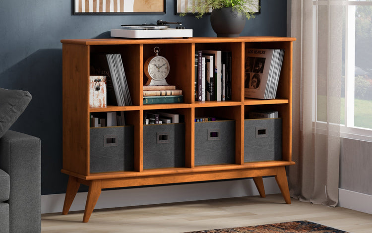 Teak Brown | Draper Mid Century 8 Cube Storage Sofa Table