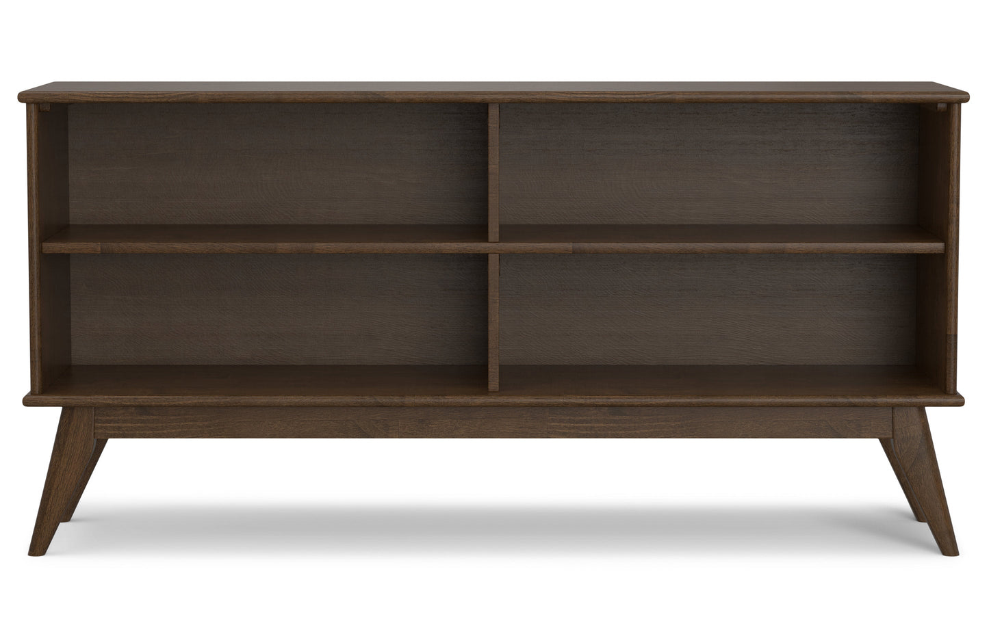 Walnut Brown Rubberwood | Draper Mid Century Low Bookcase