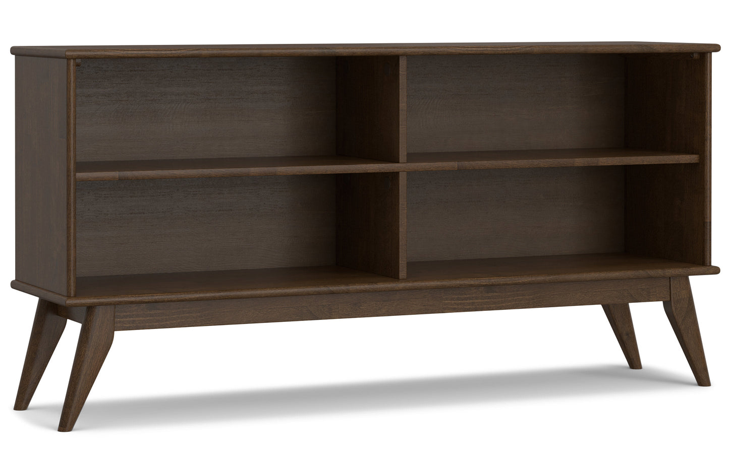 Walnut Brown Rubberwood | Draper Mid Century Low Bookcase