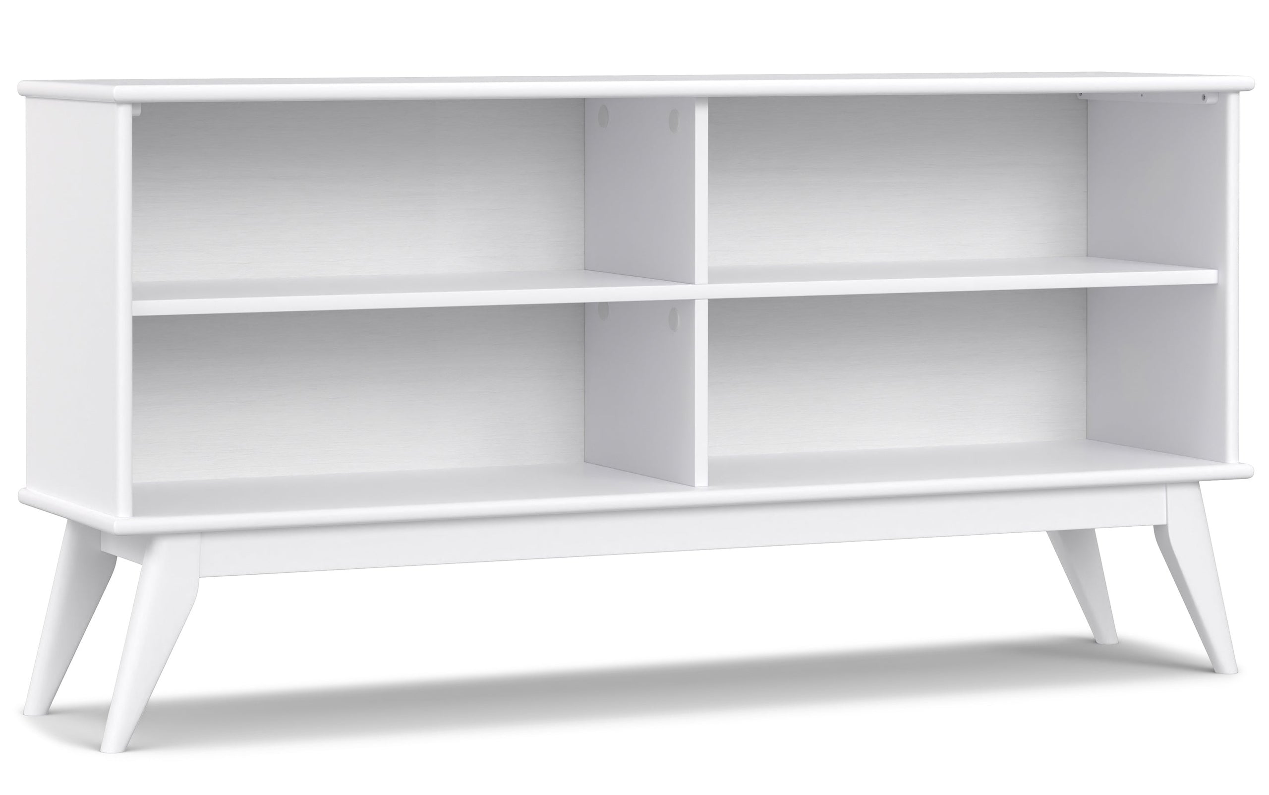 White Rubberwood | Draper Mid Century Low Bookcase