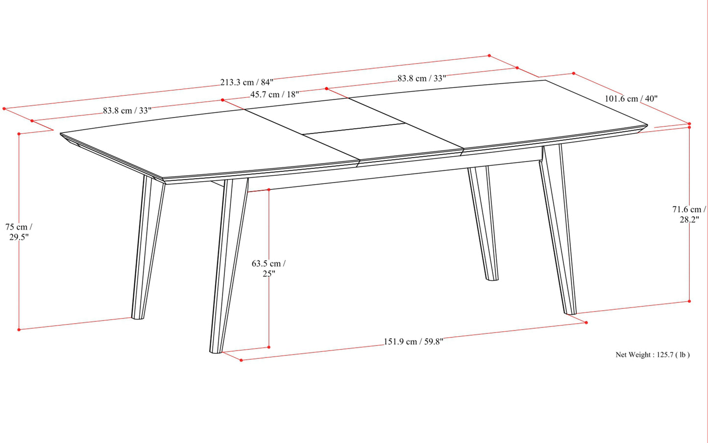 Draper Mid Century Extendable Dining Table