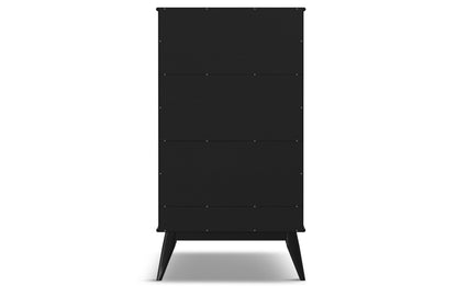 Black | Draper Mid Century 64 x 35 inch Wide Bookcase with Storage