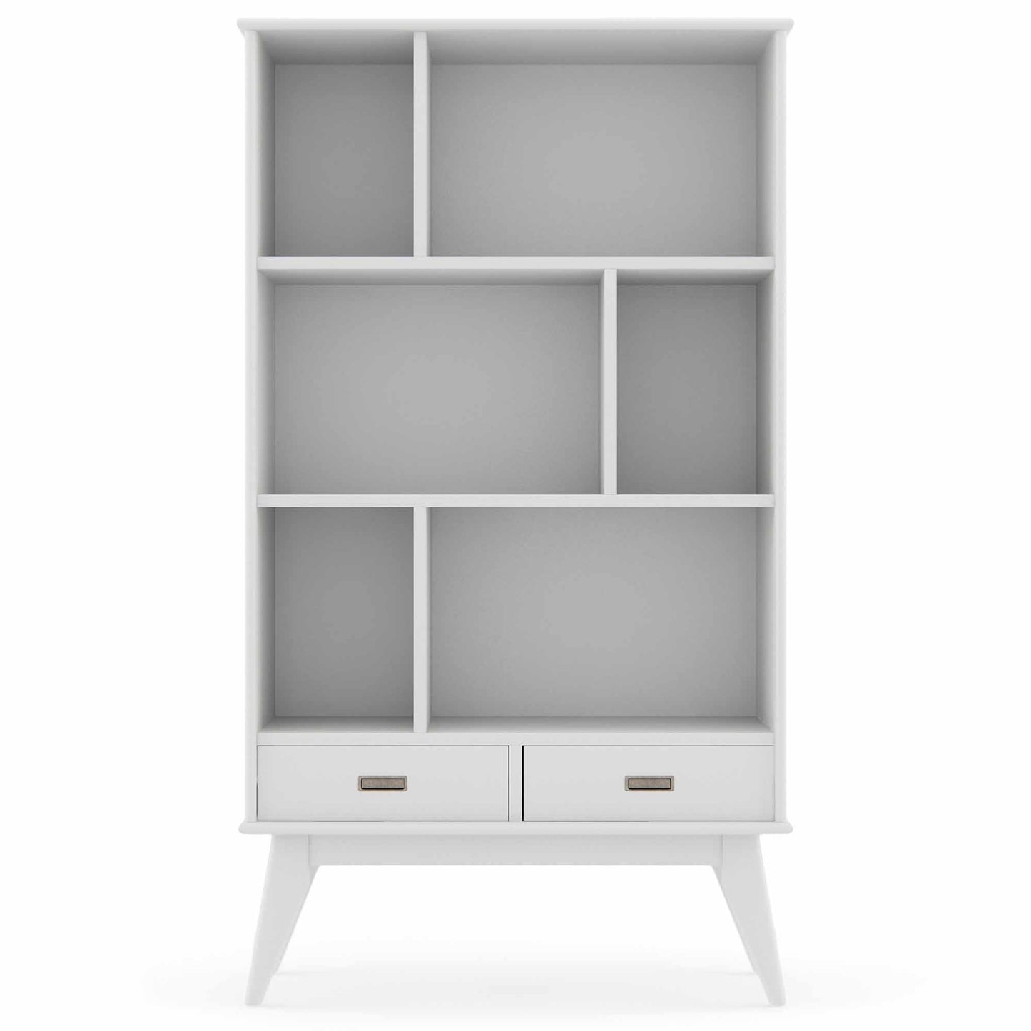 White | Draper Mid Century 64 x 35 inch Wide Bookcase with Storage