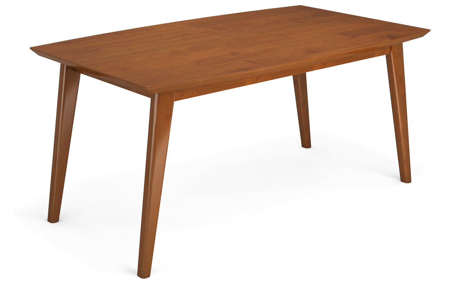 Teak Brown Rubberwood | Draper Mid Century Rectangular Dining Table