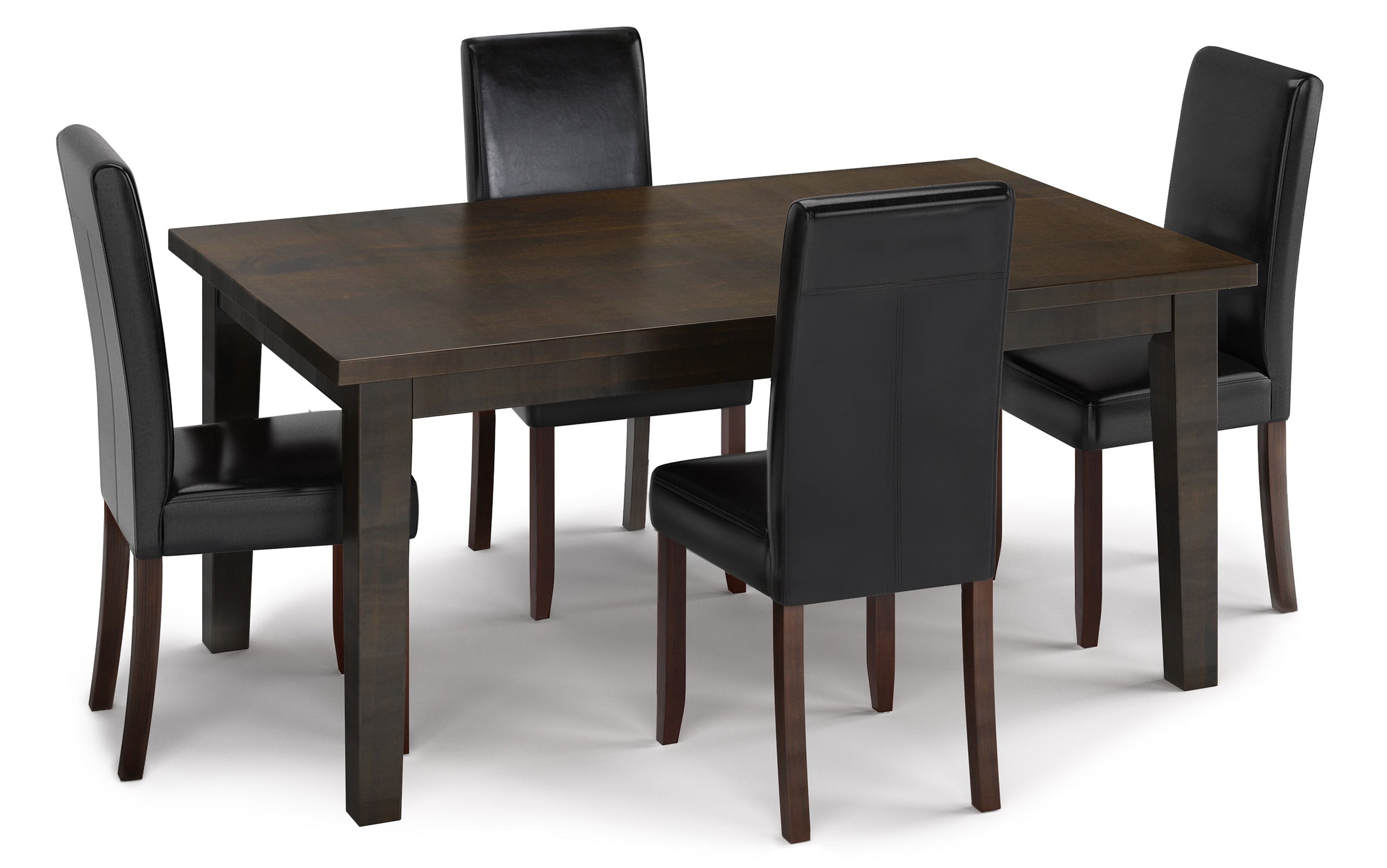 Midnight Black Vegan Leather | Acadian 5 Piece Dining Set