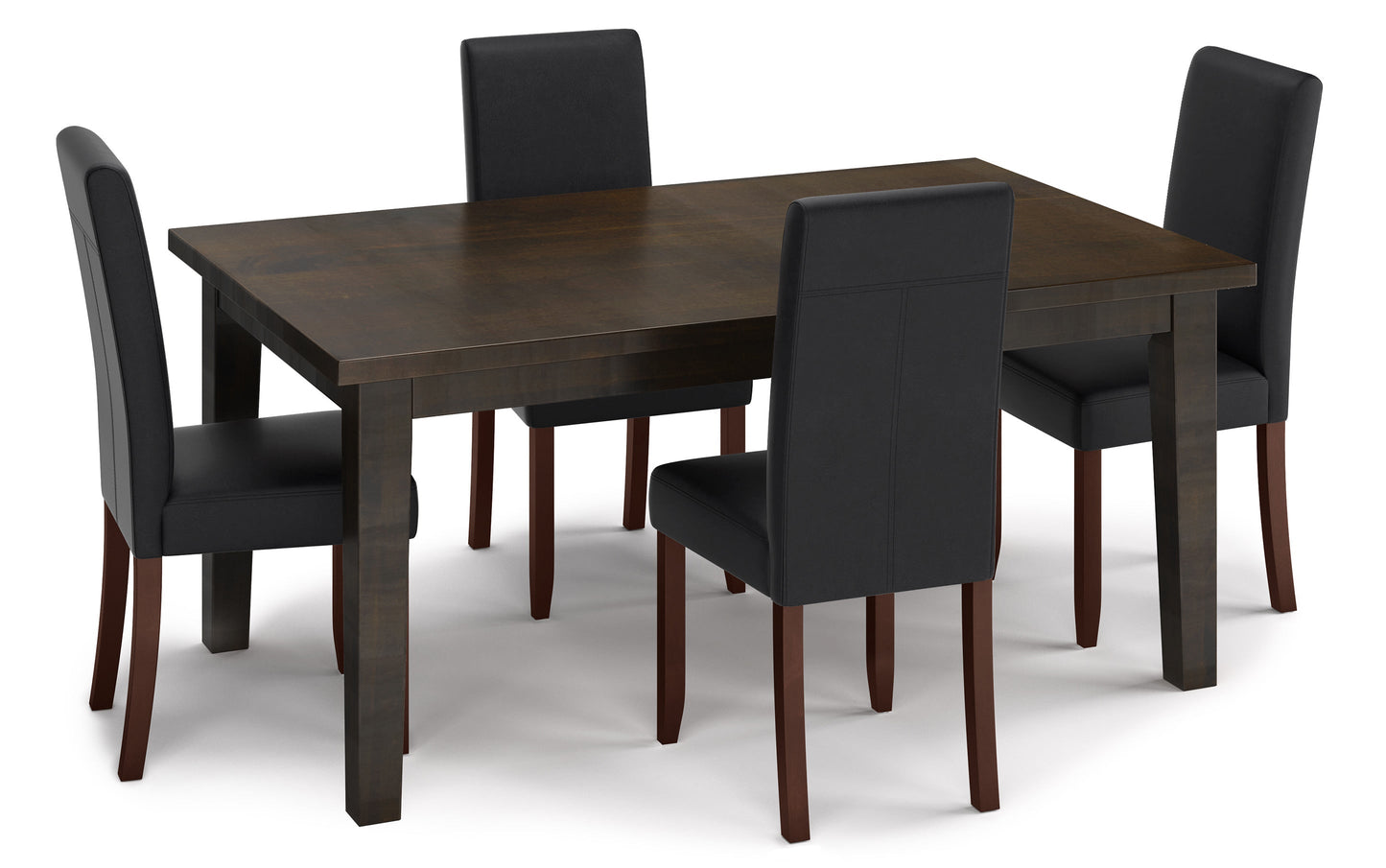 Distressed Black Distressed Vegan Leather | Acadian 5 Piece Dining Set