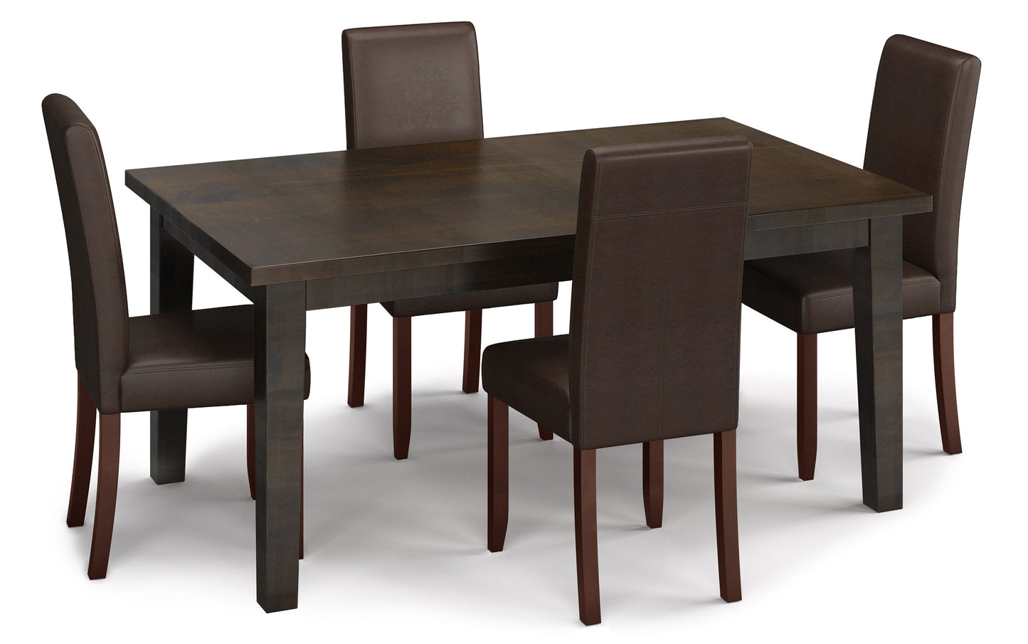 Distressed Brown Distressed Vegan Leather | Acadian 5 Piece Dining Set