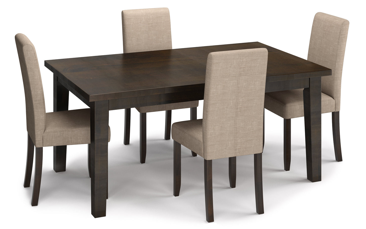 Light Beige  Linen Style Fabric | Acadian 5 Piece Dining Set