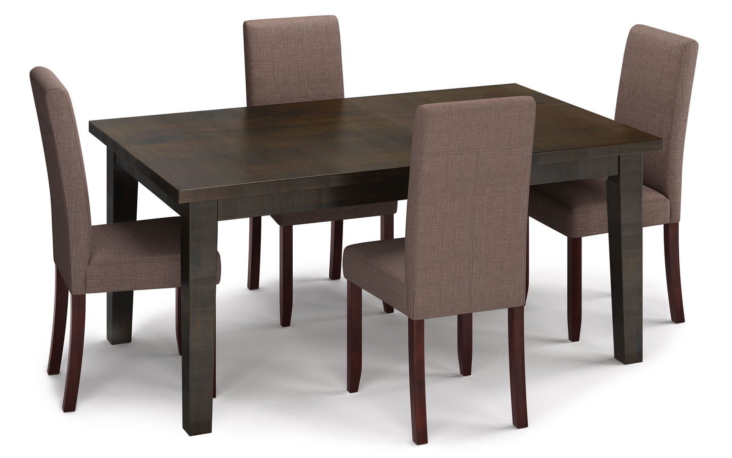 Light Mocha Linen Style Fabric | Acadian 5 Piece Dining Set