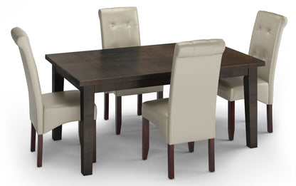 Satin Cream Vegan Leather | Cosmopolitan 5 Piece Dining Set