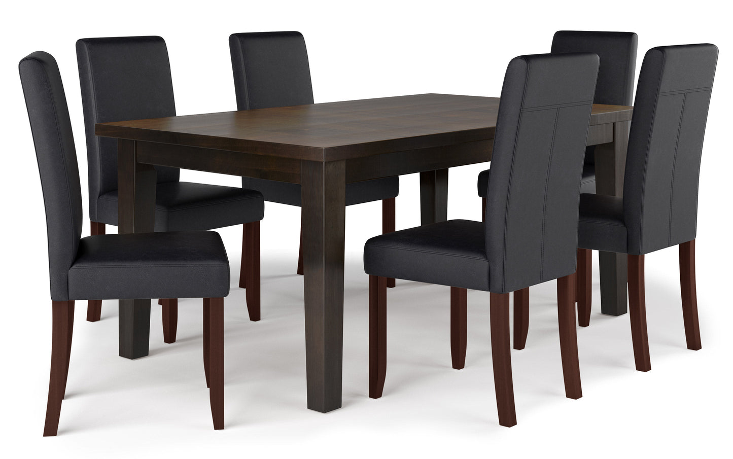 Distressed Black Distressed Vegan Leather | Acadian 7 Piece Dining Set