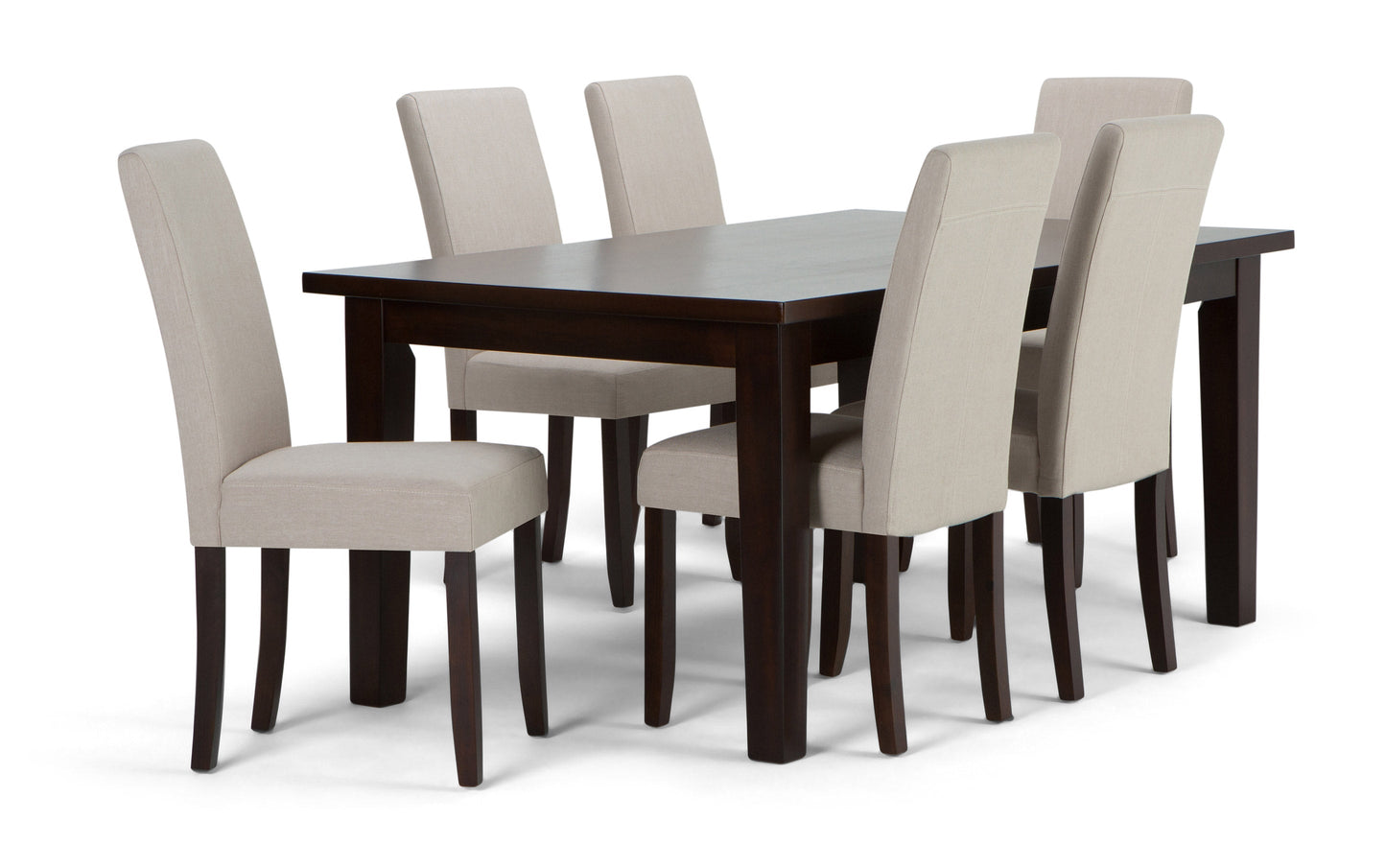 Light Beige Linen Style Fabric | Acadian 7 Piece Dining Set