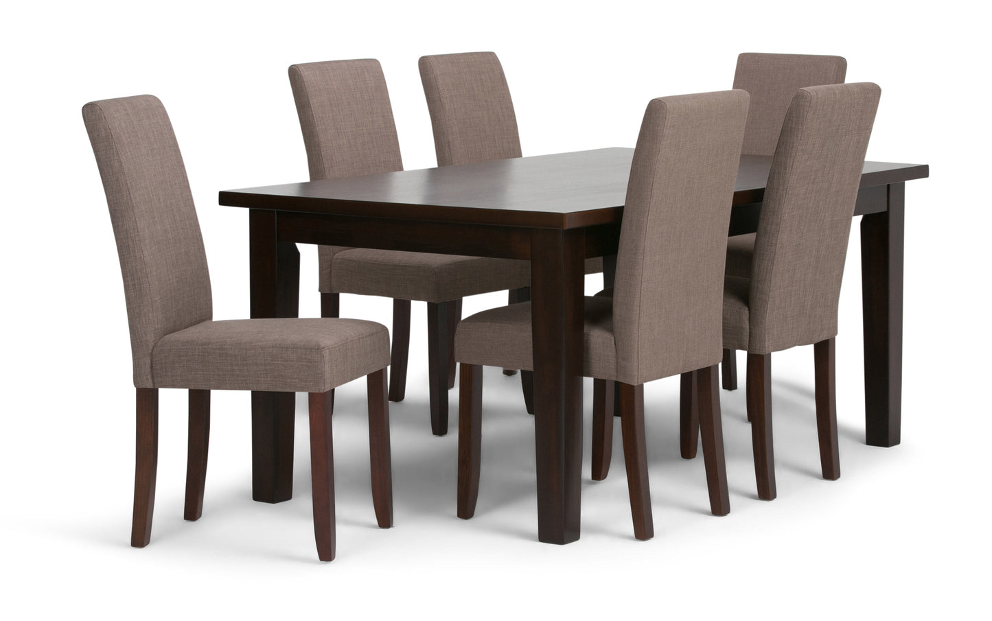 Light Mocha Linen Style Fabric | Acadian 7 Piece Dining Set