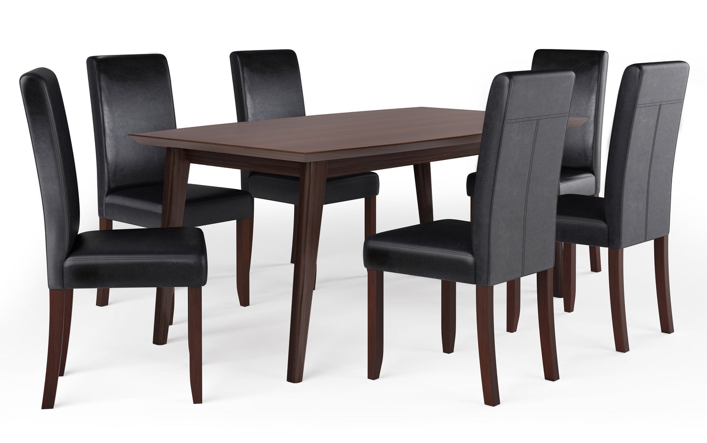 Midnight Black Vegan Leather | Acadian / Draper 7 Piece Dining Set