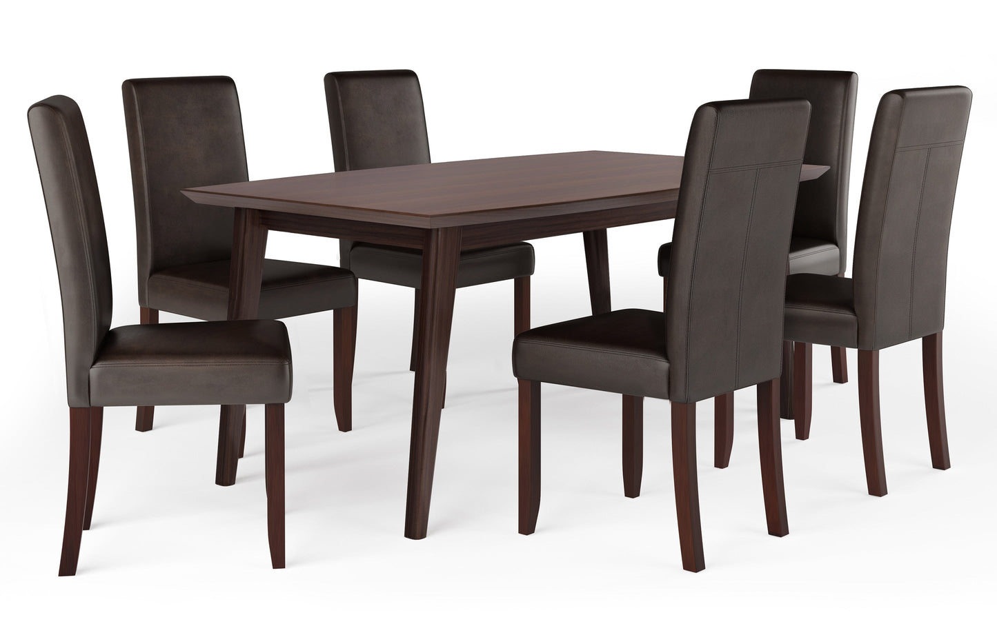 Distressed Brown Distressed Vegan Leather | Acadian / Draper 7 Piece Dining Set