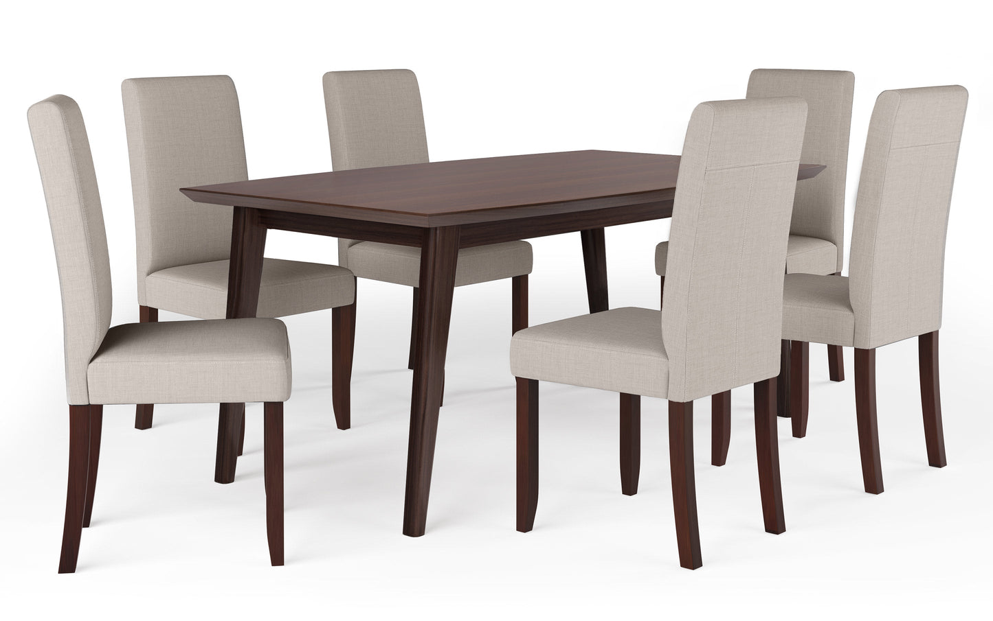 Light Beige Linen Style Fabric | Acadian / Draper 7 Piece Dining Set