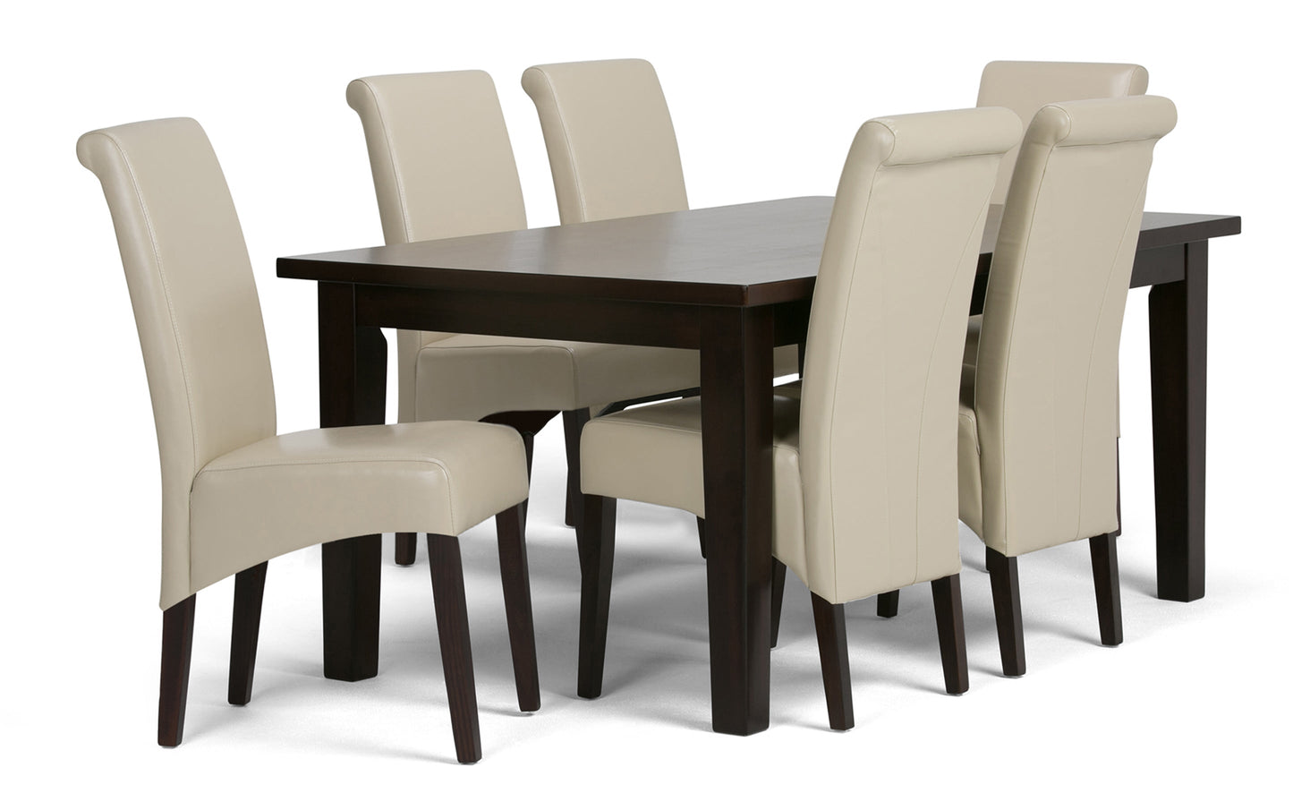 Satin Cream Vegan Leather | Avalon / Eastwood 7 Pc Dining Set