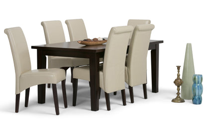 Satin Cream Vegan Leather | Avalon / Eastwood 7 Pc Dining Set