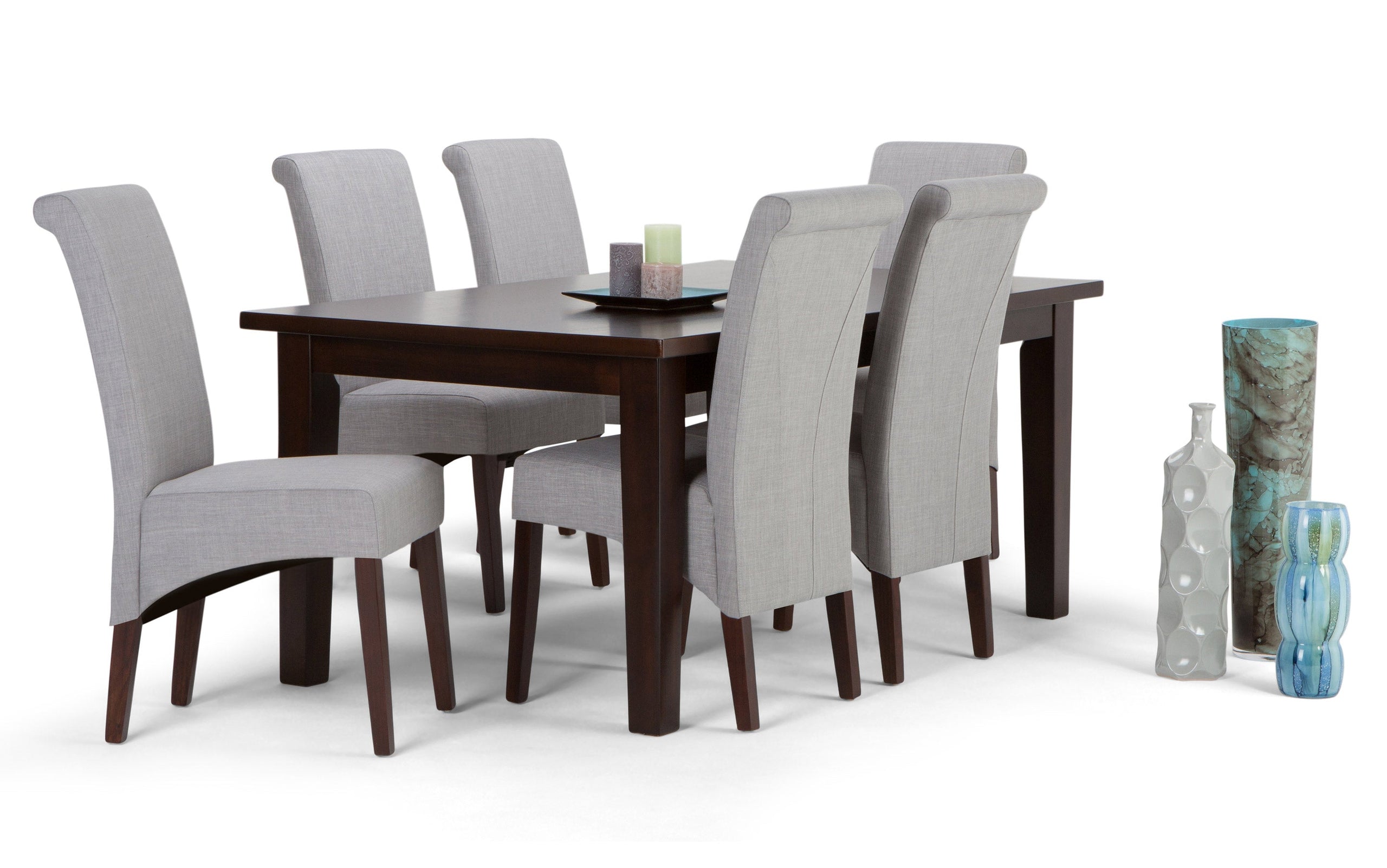 Dove Grey Vegan Leather | Avalon / Eastwood 7 Pc Dining Set