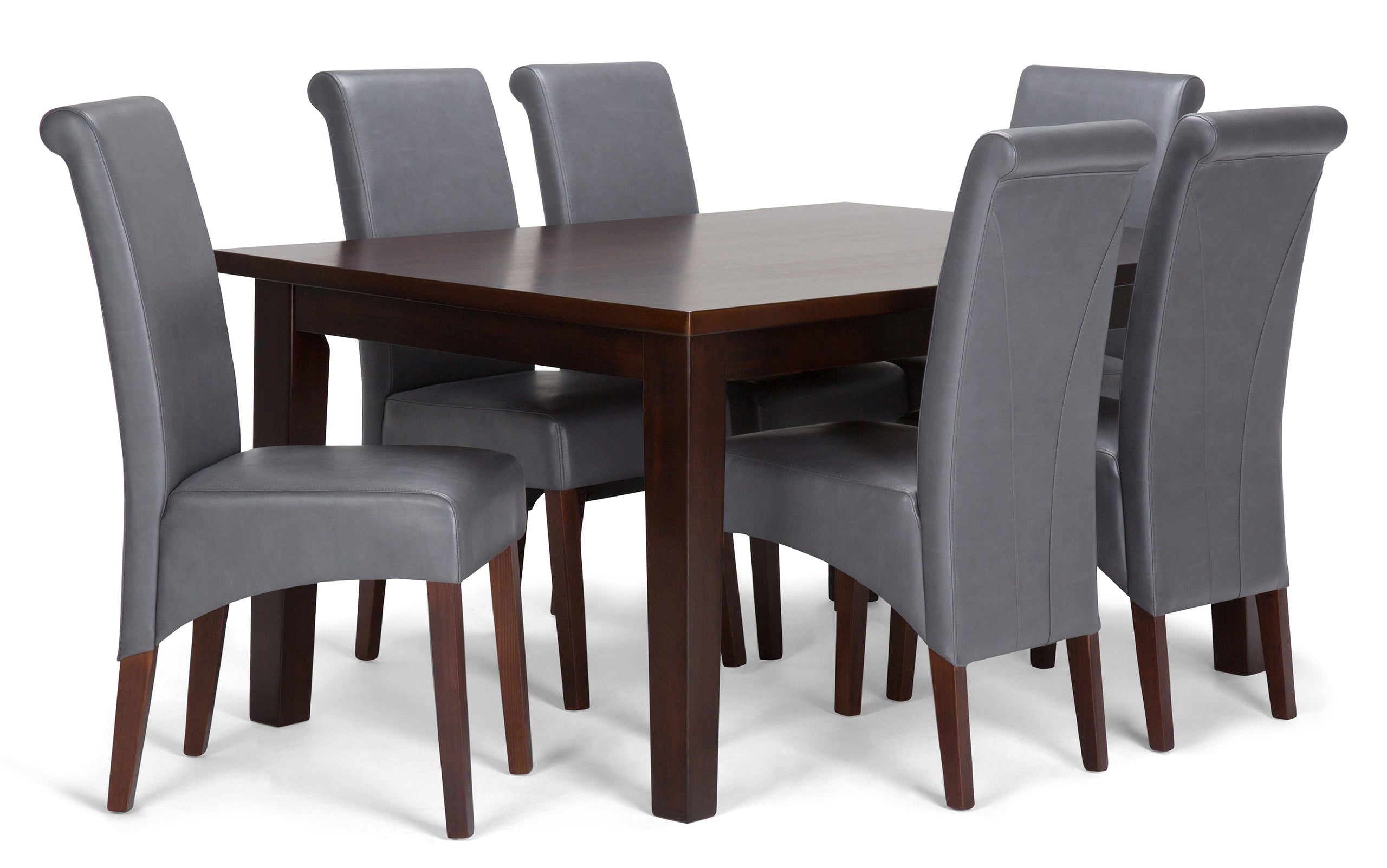 Stone Grey Vegan Leather | Avalon / Eastwood 7 Pc Dining Set